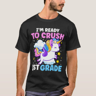 Camiseta Dia De Escola Estou Pronto Para Dominar Unicórnio