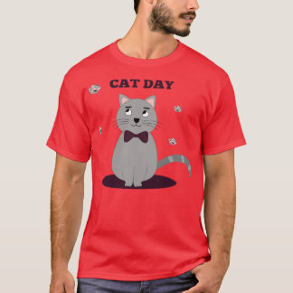 Camiseta Dia De Gato Engraçado E Bonito