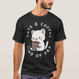 Camiseta Dia de Gatos e Café Tipo de Citação Divertida de G