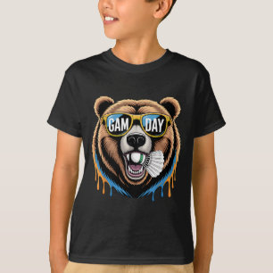 Camiseta Dia de Jogo de Badminton Urso Engraçado Amante de