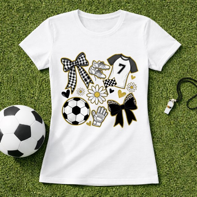 Camiseta Dia de Jogo de Futebol com Brilho Dourado Estilo F (Criador carregado)