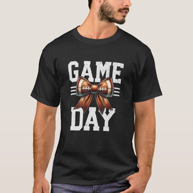 Camiseta Dia de Jogo de Futebol, Laço Coquete, Presente de  (Frente)