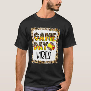 Camiseta Dia de Jogo de Softball Branqueado Vibes Coração L
