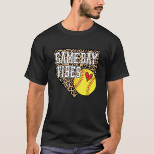 Camiseta Dia de Jogo de Softball Branqueado Vibes Tee Leopa