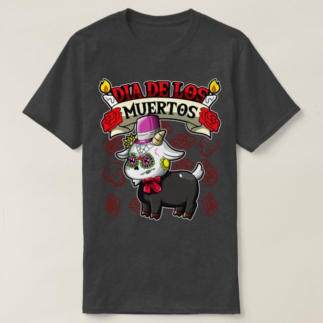 Camiseta Dia De Los Muertos Animal Goat (Frente do Design)