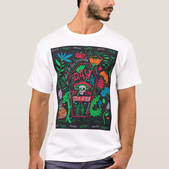 Camiseta Dia de los Muertos: Conjunto de Cartão Festivo (Frente)