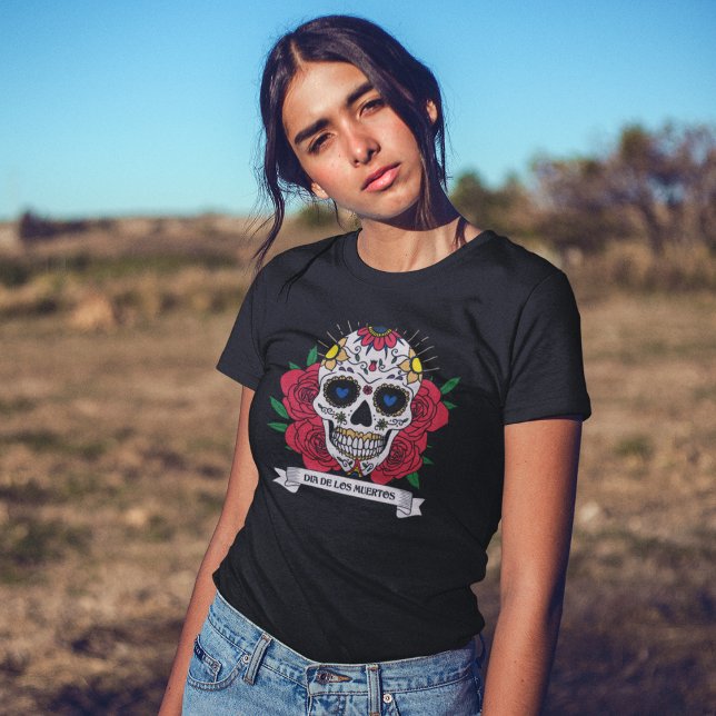 Camiseta Dia de Los Muertos - Crânio Floral (Criador carregado)