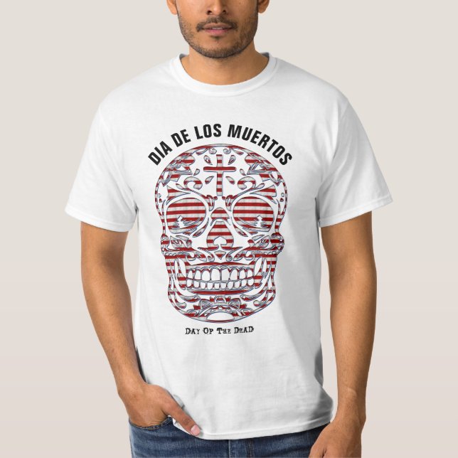 Camiseta Dia de los Muertos, Dia das Tiras do Crânio Morto (Frente)