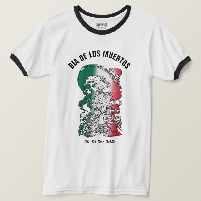 Camiseta Dia de los Muertos, Dia do Esqueleto Engraçado Mor (Frente do Design)