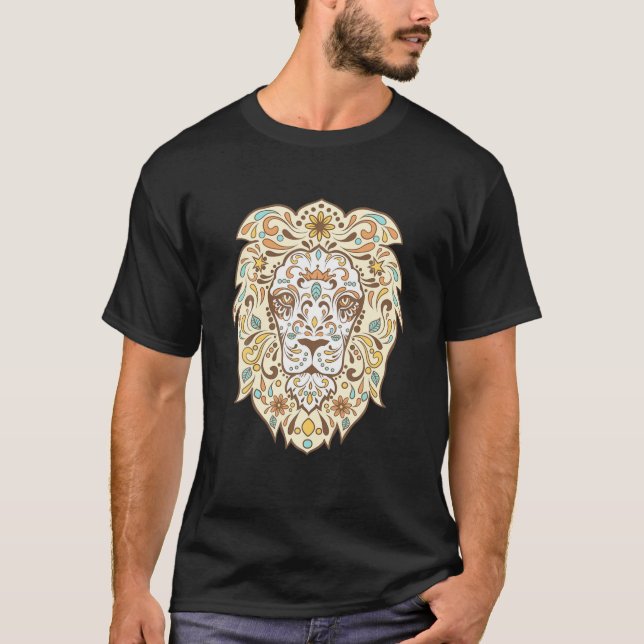 Camiseta Dia de Los Muertos Dia do Leão Morto (Frente)