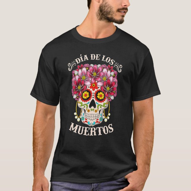 Camiseta Dia De Los Muertos Do Céu Morto Figurino H (Frente)