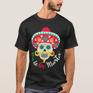 Camiseta Dia De Los Muertos Do Crânio Morto Com Somb