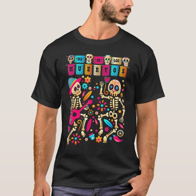 Camiseta Dia De los Muertos do Skeleto Mexicano Morto (Frente)
