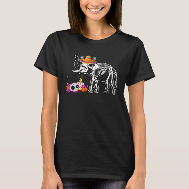 Camiseta Dia de los Muertos Elephant Sugar Skull Costume (Frente)