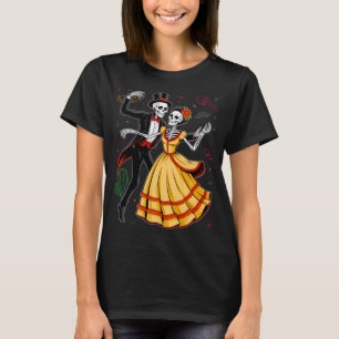 Camiseta Dia De Los Muertos Esqueletos Dançando Dia Mexican
