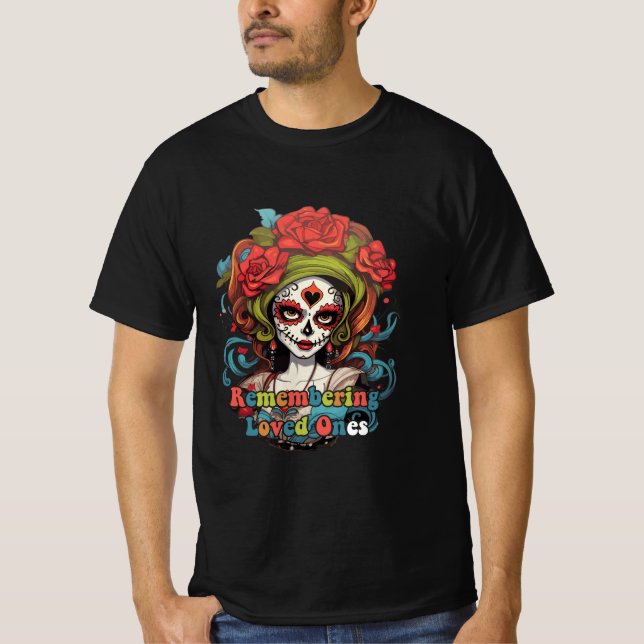 Camiseta Dia De Los Muertos, Lembrando Os Amados (Frente)