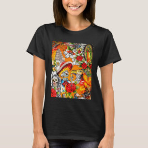 Camiseta Dia De Los Muertos Llama Alpaca Sugar Skull