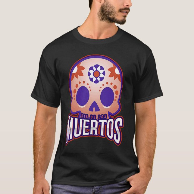 Camiseta Dia de los muertos Modern colourful Skull (Frente)