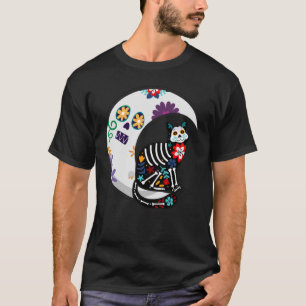 Camiseta Dia de los Muertos no México ou Sugar Skull Cat e
