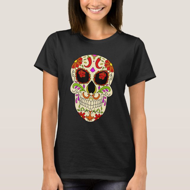 Camiseta Dia De Los Muertos Peperoni Skull Mask (Frente)