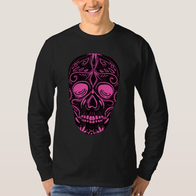 Camiseta Dia De Los Muertos Pink Skull Mask (Frente)
