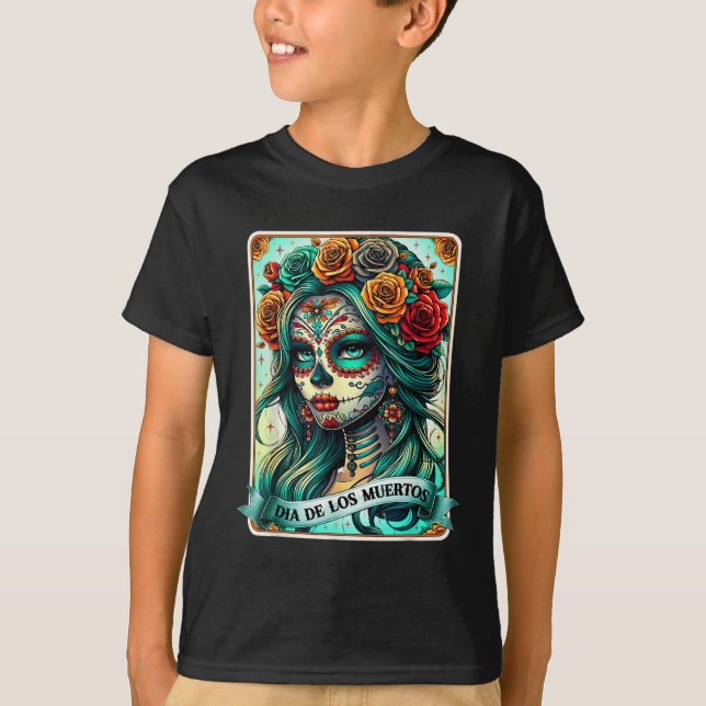Camiseta Dia De Los Muertos Rosa Dia Da Mulher De (Frente)