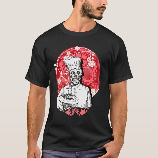 Camiseta Dia de los Muertos Skeleton Chef Sugar Skull Moon (Frente)