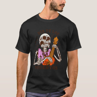 Camiseta Dia De Los Muertos Skeleton Colourful Bow Music Gu