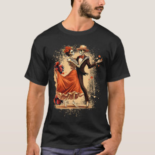 Camiseta Dia De Los Muertos Skeletons Dançando Dia Mexicano