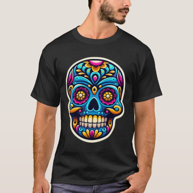 Camiseta Dia de los Muertos skull 7 (Frente)