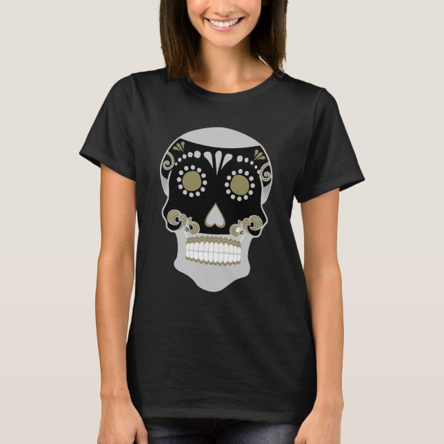 Camiseta Día De Los Muertos Skull Impressão (Frente)