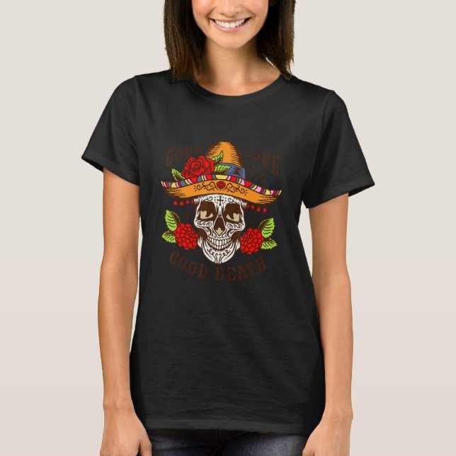 Camiseta Dia De Los Muertos Skull Mask Sombrero (Frente)