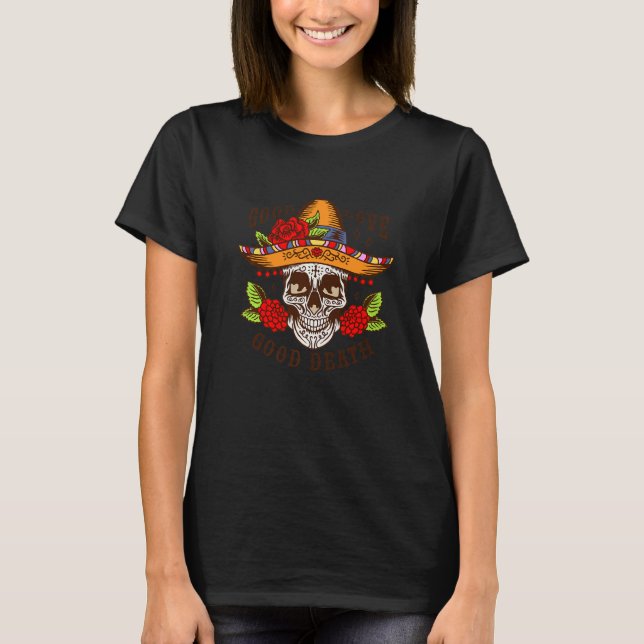 Camiseta Dia De Los Muertos Skull Mask Sombrero Premium (Frente)