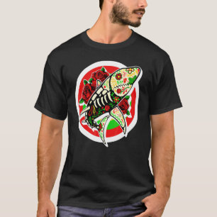 Camiseta Dia De Los Muertos Tubarão Açúcar Caveira Floral M