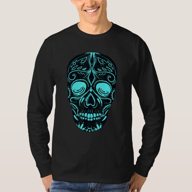 Camiseta Dia De Los Muertos Turquoise Mask Skull (Frente)