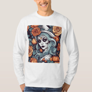 Camiseta Dia de los Muertos Witch e Beleza Floral
