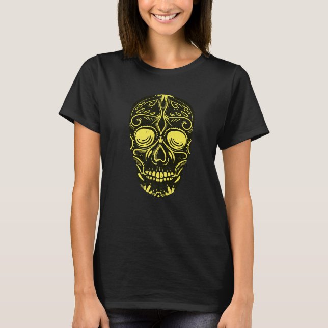 Camiseta Dia De Los Muertos Yellow Skull Mask Premium (Frente)