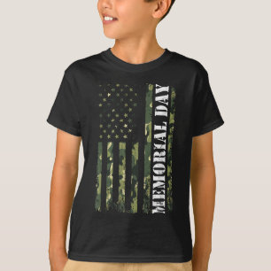 Camiseta Dia de Memória da Camuflagem da Bandeira dos Estad