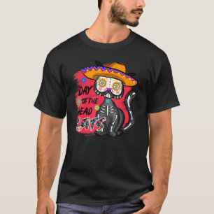 Camiseta Dia de Muertos do Esqueleto de Gato Morto