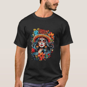 Camiseta Dia De Muertos La Catrina Dia Do Açúcar Morto