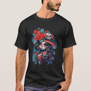 Camiseta Dia De Muertos La Catrina Dia Dos Mortos Caveira D