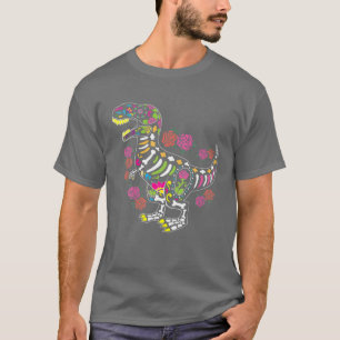 Camiseta Dia De Muertos Trex Sugar Skull Mexicano Halloween