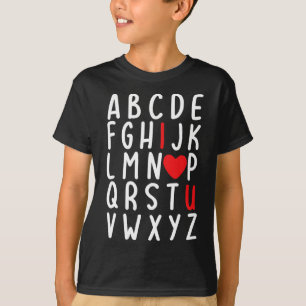 Camiseta Dia de os namorados Abc I Te Amo O Professor De Co