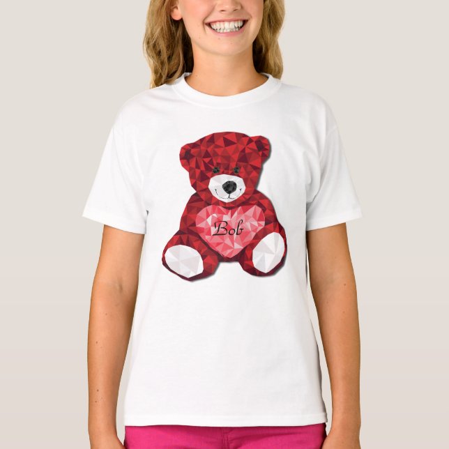 Camiseta Dia de os namorados Adorável do Red Bear (Frente)