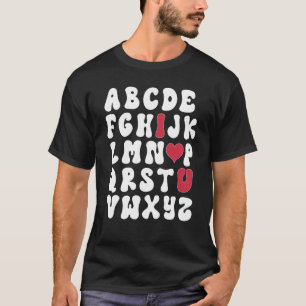 Camiseta Dia de os namorados Alphabet Abc Te Ama Crianças D