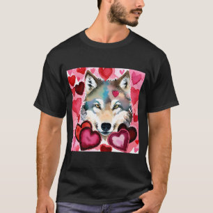 Camiseta Dia de os namorados Amor Coração Namorada Lobo Bon