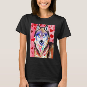 Camiseta Dia de os namorados Amor Coração Namorada Lobo Bon