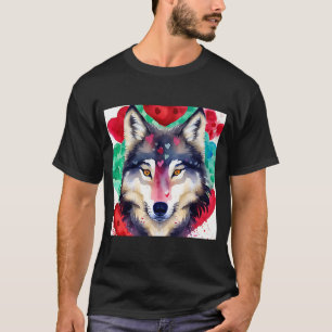 Camiseta Dia de os namorados Amor Coração Namorada Lobo Bon