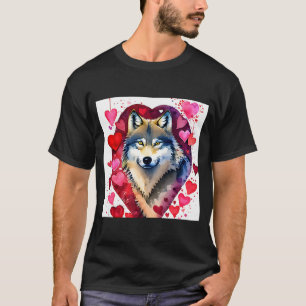 Camiseta Dia de os namorados Amor Coração Namorada Lobo Bon