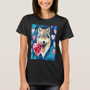 Camiseta Dia de os namorados Amor Coração Namorada Lobo Bon